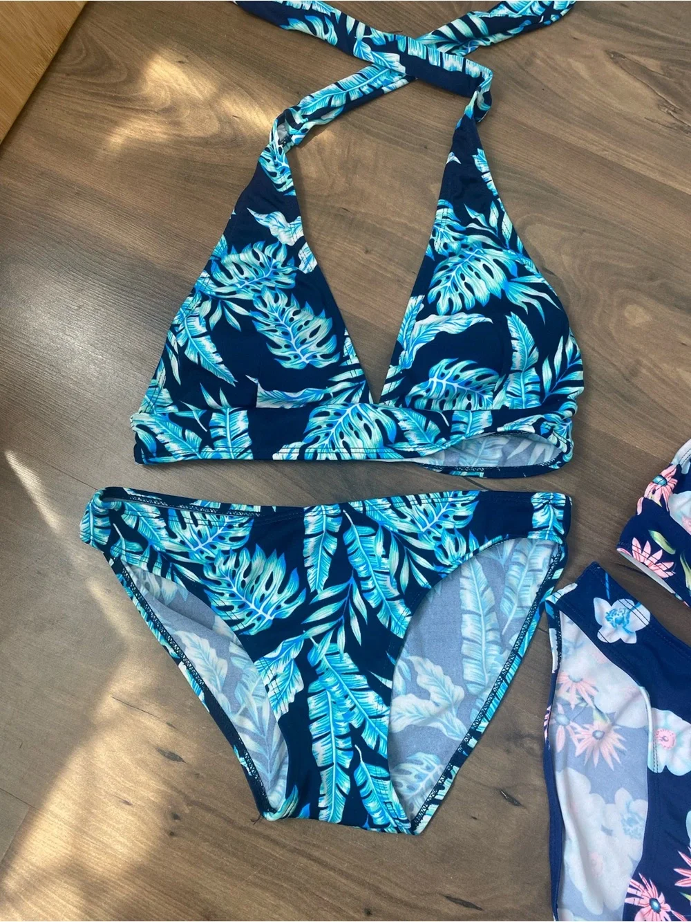 Blue Tropical Leaf Bikini Swimsuit